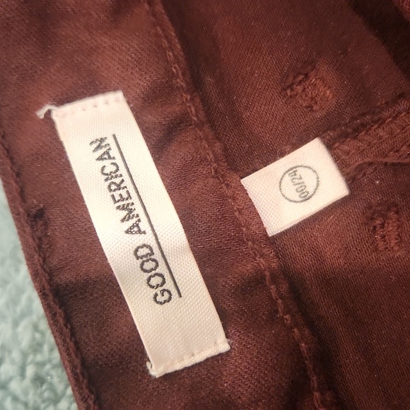 Good American Waxed Denim Deep Red Mini Skirt Size 00/24 - Picture 5 of 12